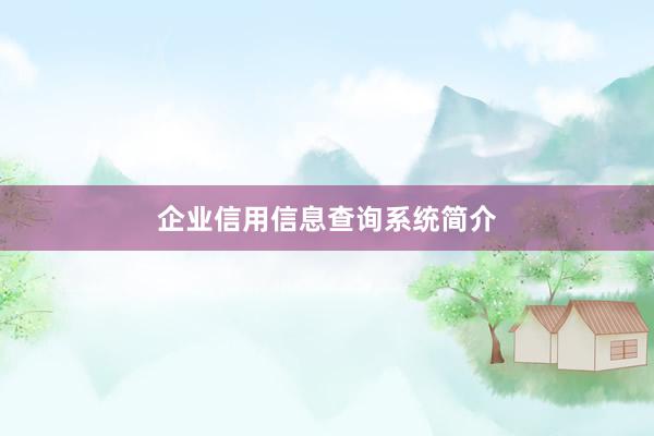 企业信用信息查询系统简介